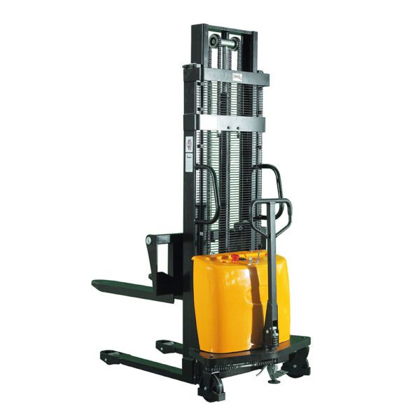 SEMI-ELECTRIC & HAND PUMP FORKLIFT STACKER 2200 LB 118″ LIFT ADJ